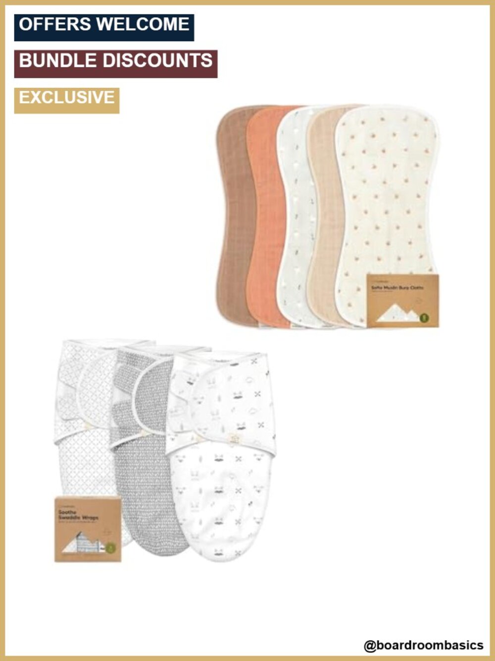 Muslin Burp Cloths 5 Pack Cotton Baby Washcloths Absorbent